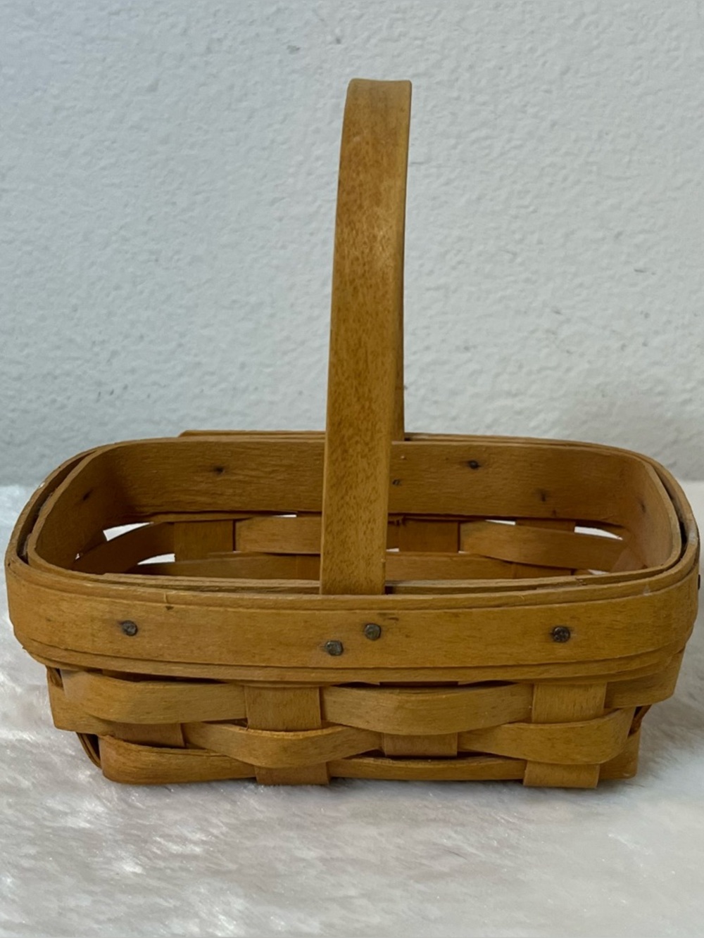 Longaberger 1999 Small Rectangular Basket with Handle Farm Cottagecore Baking